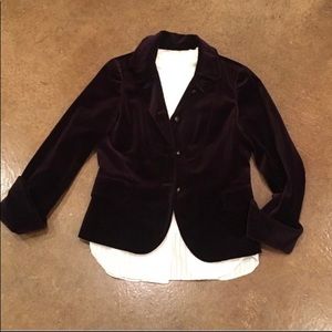 J Crew Eggplant Velvet Fully Lined Blazer Size 6